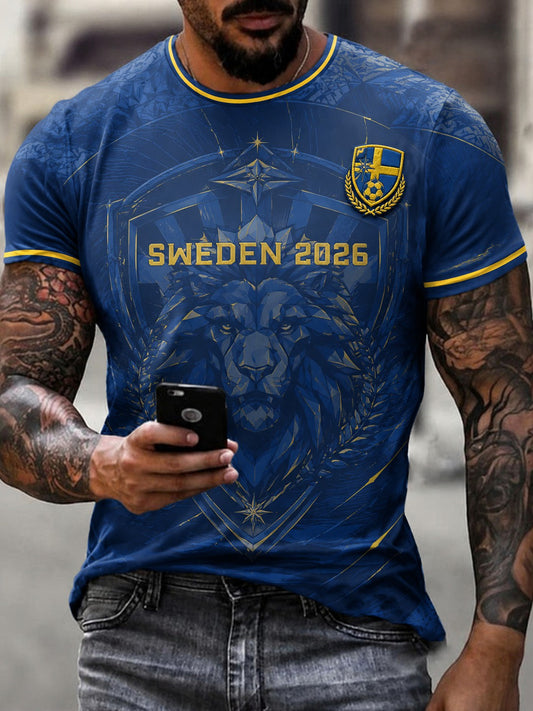 Men's Sweden Football Printed T-Shirt
