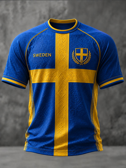 Men's Swedish Football Printed Casual short sleeves t-shirt