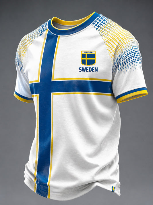 Men's Swedish Football Printed Casual short sleeves t-shirt