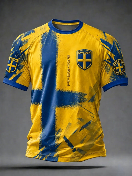 Men's Swedish Football Printed Casual short sleeves t-shirt