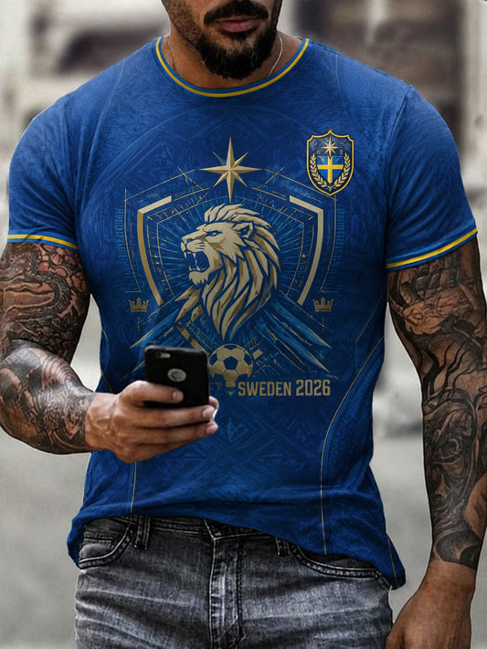 Men's Sweden Football Printed T-Shirt