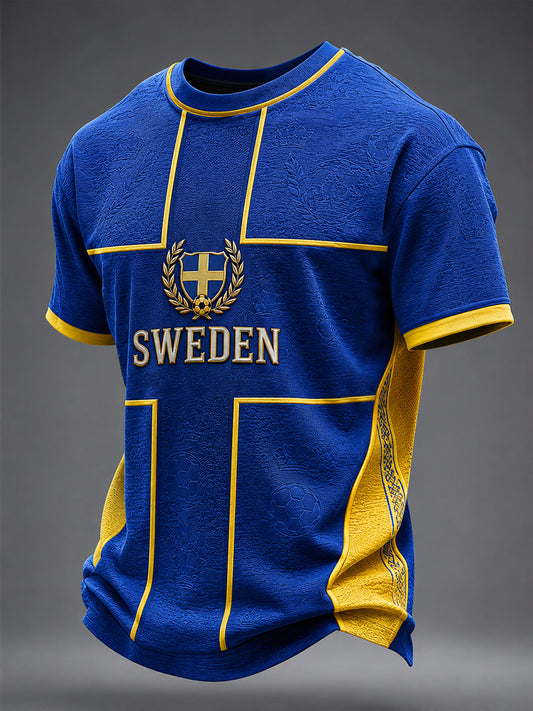 Men's Swedish Football Printed T-shirt
