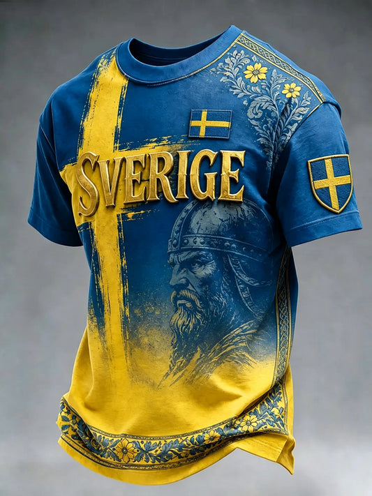 Herren Schwedische Fußball bedrucktes T-Shirt