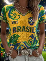Women's Gift For Football Fans Print Casual V-Neck Tee