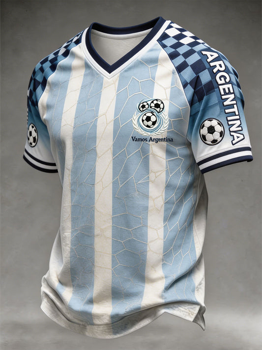Men's popular football team cheering casual short sleeve T-shirt