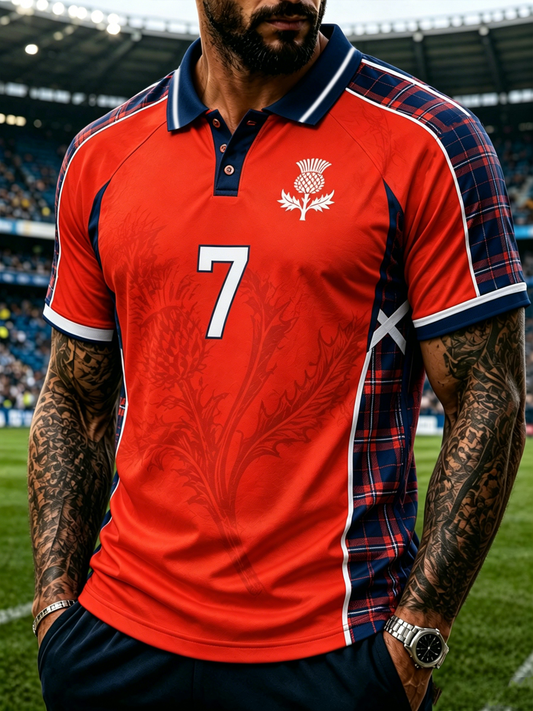 Herren Polo-Shirt mit Schottland-Aufdruck für Fußballliebhaber