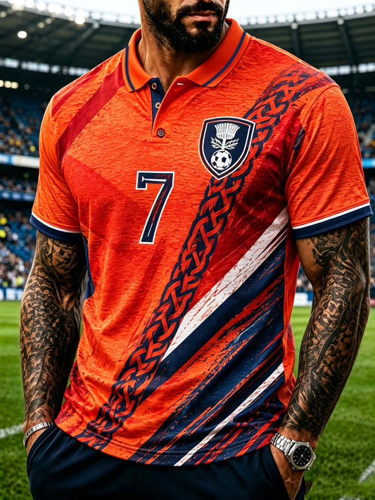 Herren Polo-Shirt mit Schottland-Aufdruck für Fußballliebhaber