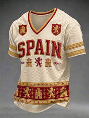 Men's Spain Football V-neck T-shirt