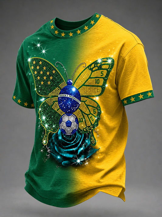 Herren T-Shirt mit brasilianischem Fußballmotiv, Freizeit