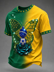 Men's Brazilian Football Print Casual T-Shirt