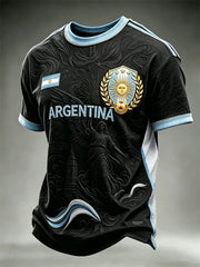 Men's Argentina Sun & Football Angel Art Print short sleeves t-shirt