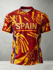 Men's Spain Football Lover Art Printed Casual Tops