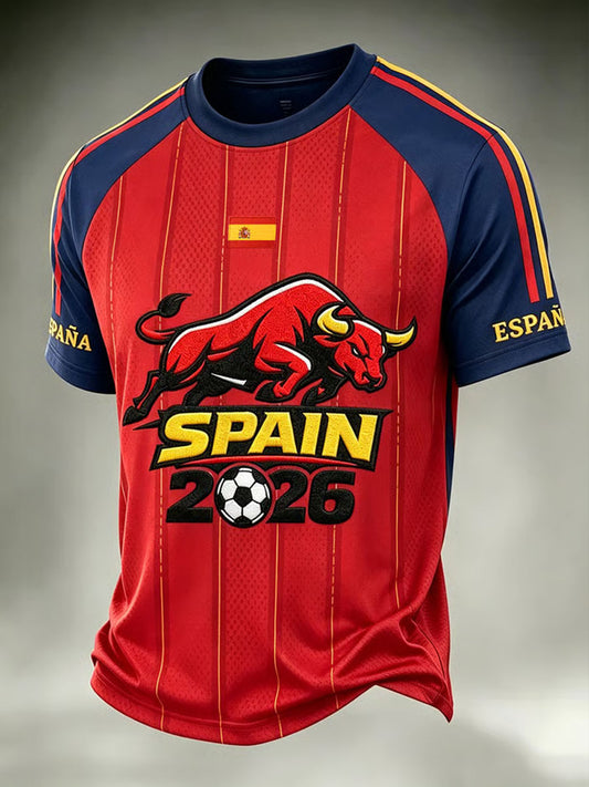 Men's Spain Football Lover Art Printed T-shirt