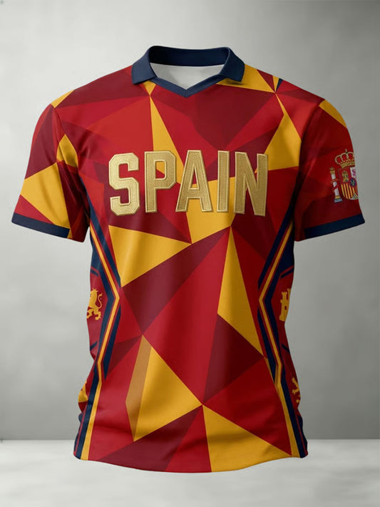 Men's Spain Football Lover Art Printed Casual Tops