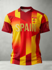 Men's Spain Football Lover Art Printed Casual Tops