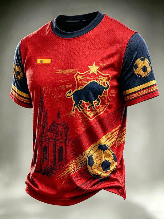 Men's Spain Football Lover Art Printed T-shirt