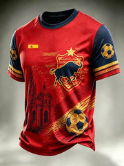 Men's Spain Football Lover Art Printed T-shirt