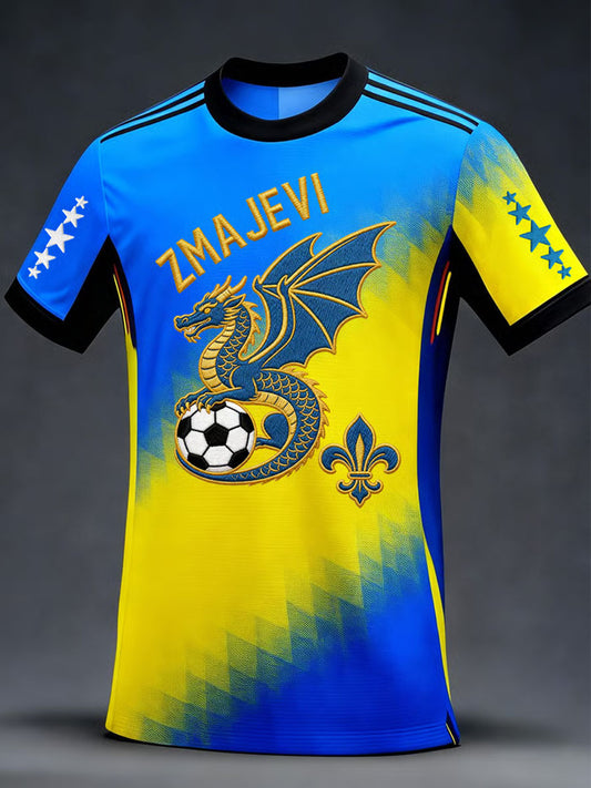 Unisex Bosnien ZMAJEVI Fußball-Fan Art bedrucktes T-Shirt