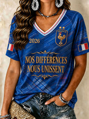 Women's French Football V-Neck T-Shirts