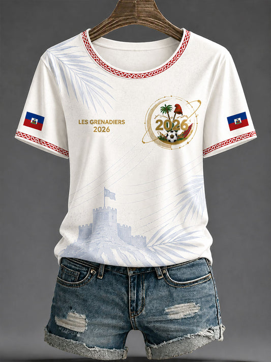 Damen Haiti Fußball Freizeit-T-Shirt 2026