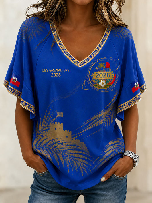 Damen 2026 Haiti Fußball Freizeit-T-Shirt