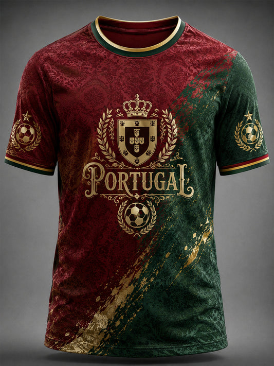 Herren-T-Shirt mit portugiesischem Fußball-Print
