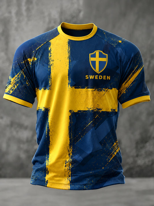 Men's Swedish Football Printed Casual short sleeves t-shirt