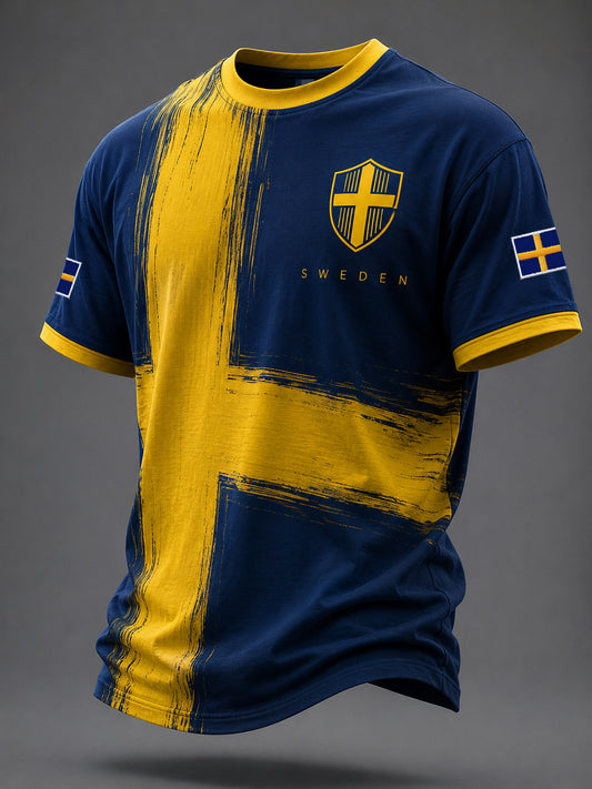 Men's Swedish Football Printed T-shirt