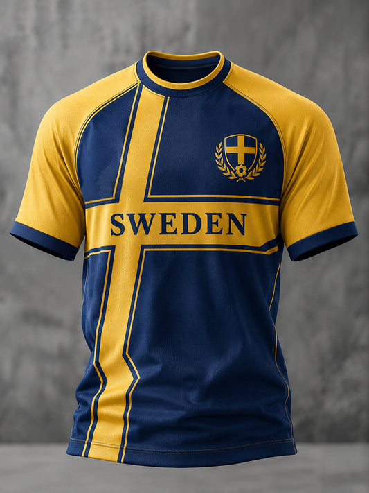 Men's Swedish Football Printed Casual short sleeves t-shirt