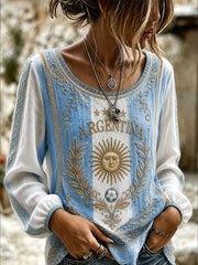 Women's Argentina Football Cotton-Linen Shirt