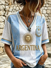 Women's Argentina Football Short-sleeved T-shirt