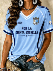 Women’s Uruguay Football V-Neck T-Shirts