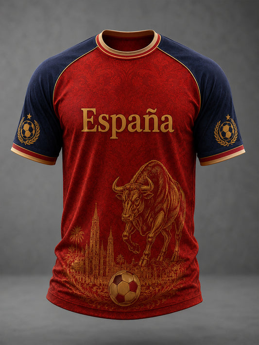 Men's Spanish Football Printed Casual short sleeves t-shirt