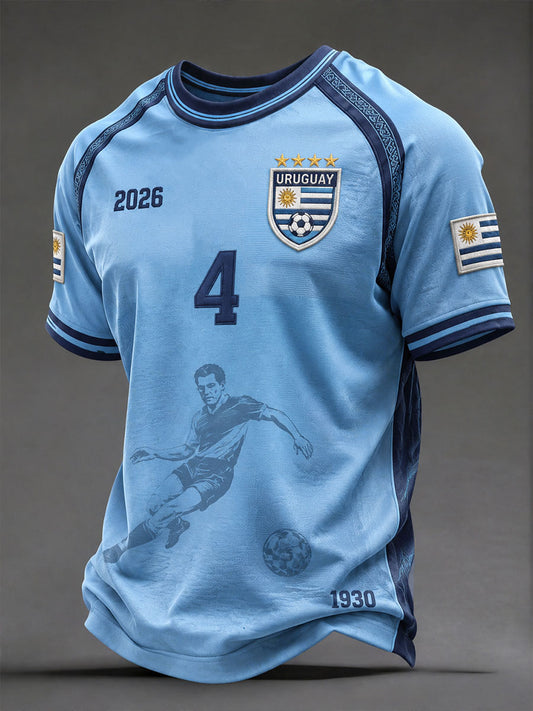Herren Uruguay Fußball Nr. 4 Abwehr-Legende T-Shirts