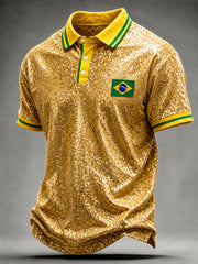 Men's Brazil Football Fan Gift Printed Short Sleeve Top