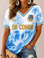 Women's DRC Football Print Casual T-shirt