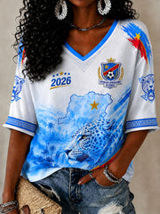Women’s Democratic Republic of the Congo Football V-Neck T-Shirts