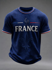 Men's  France Football Waffle Short Sleeves T-shirt