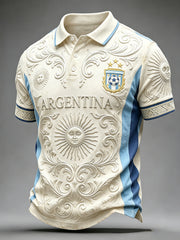 Men's Argentina Football Fan Art Print Short Sleeve Polo Shirt