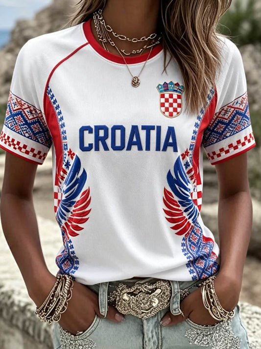 Women's round neck short sleeve T-shirt