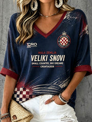 Women's Mid-length Sleeves V-Neck T-Shirt
