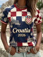 Women's round neck short sleeve T-shirt