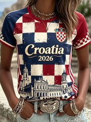 Women's round neck short sleeve T-shirt