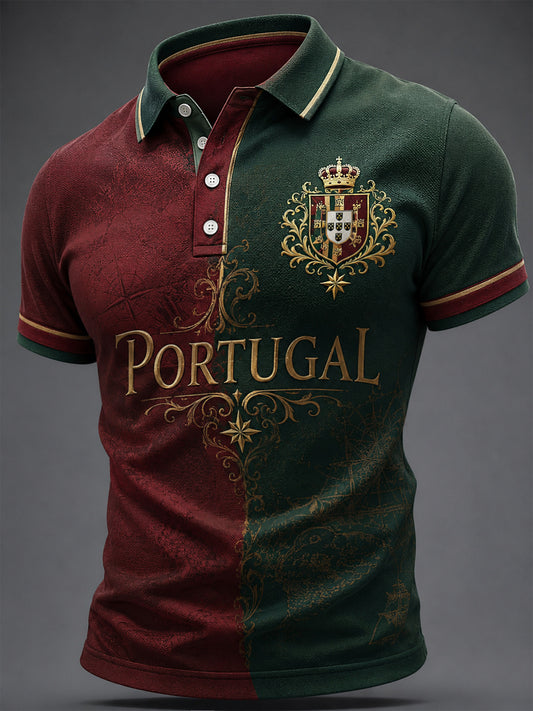 Lässiges Herrenoberteil mit portugiesischem Fußballmuster