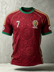Men's football element plant print casual sports T-shirt