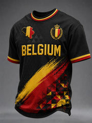 Men's Belgium Football Short Sleeve O-neck T-shirt