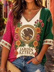 Women's  Mexico Football Lover Art Printed Casual Tops