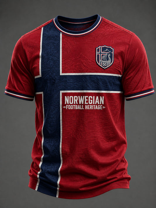 Herren bedrucktes T-Shirt "Norge Football"