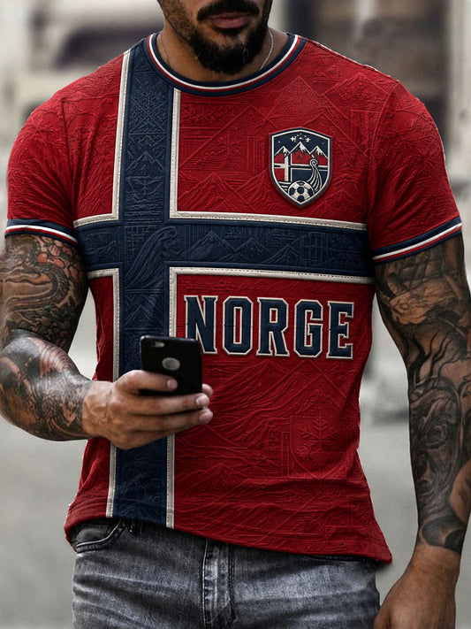 Herren T-Shirt mit Norge Football Print