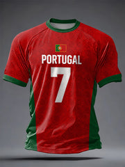 Men's Portuguese Football Printed Casual short sleeves t-shirt